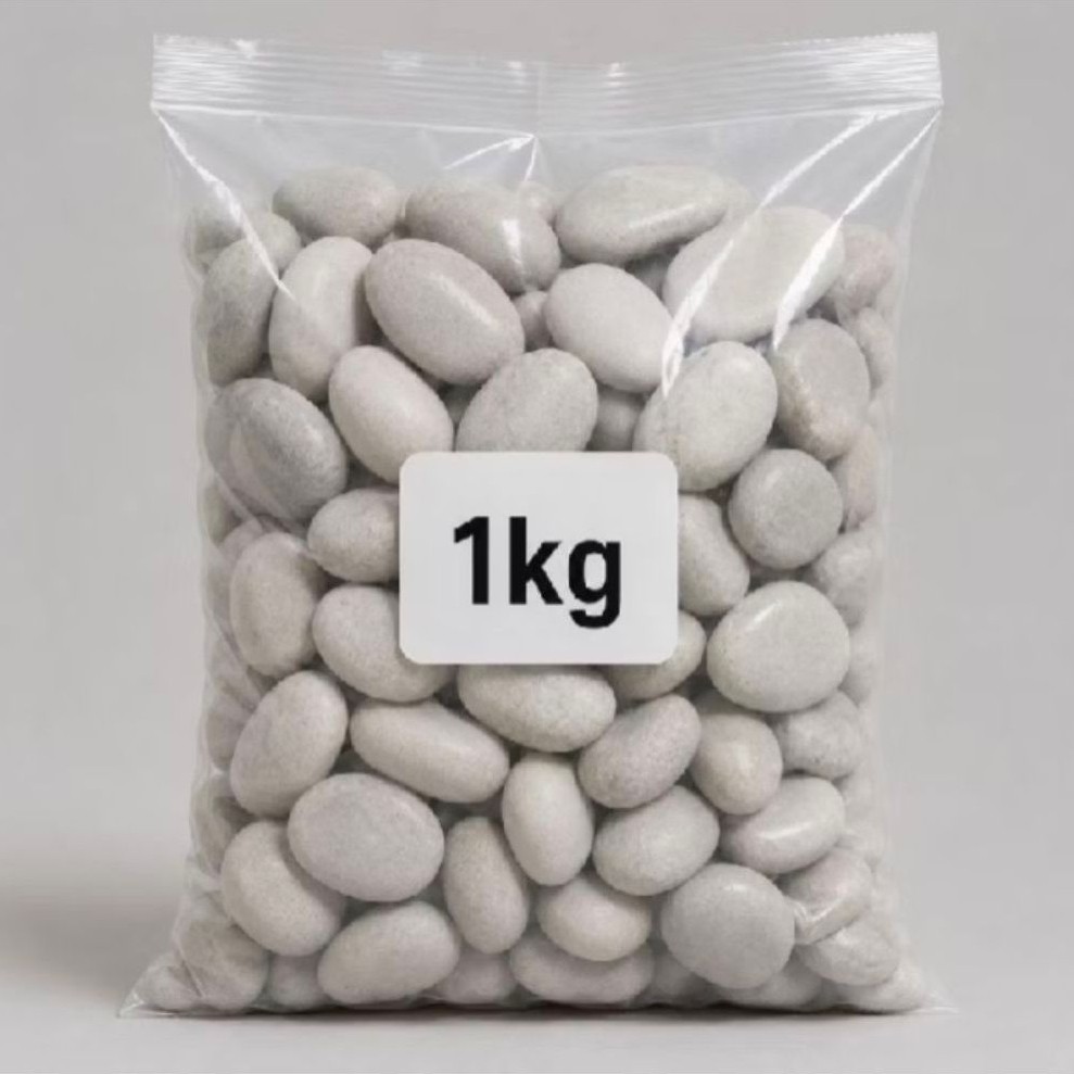 Batu koral putih 1 kg - Batu ampar koral putih 1 kg - hiasan batu koral putih