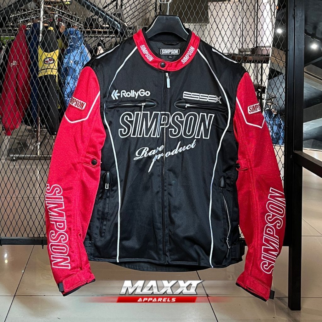 Jaket motor Simpson | Simpson Rolly Go Norix ESSEX Red & Black | Jaket Riding | Original Simpson