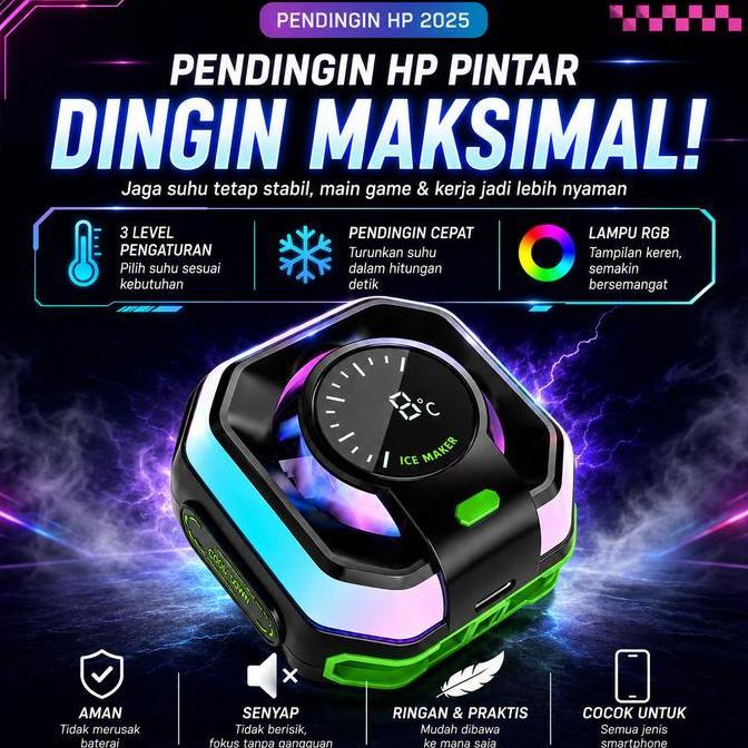Fan Cooler Kipas Anti Panas Radiator Pendingin HP JS86 Gaming RGB Handphone