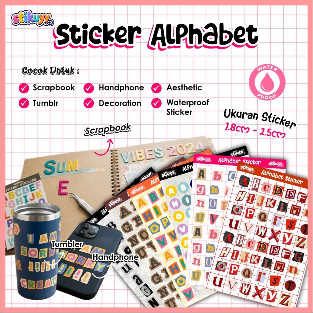 ALPHABET STICKER PACK | STIKER ALPHABET AESTHETIC | STIKER SCRAPBOOK HURUF