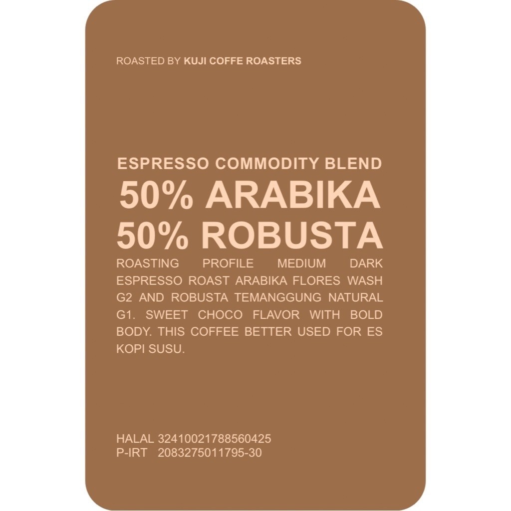 Biji Kopi Espresso Commodity Blend 50% Arabika 50% Robusta | Kopi Susu | Arabika | Espresso Murah | 