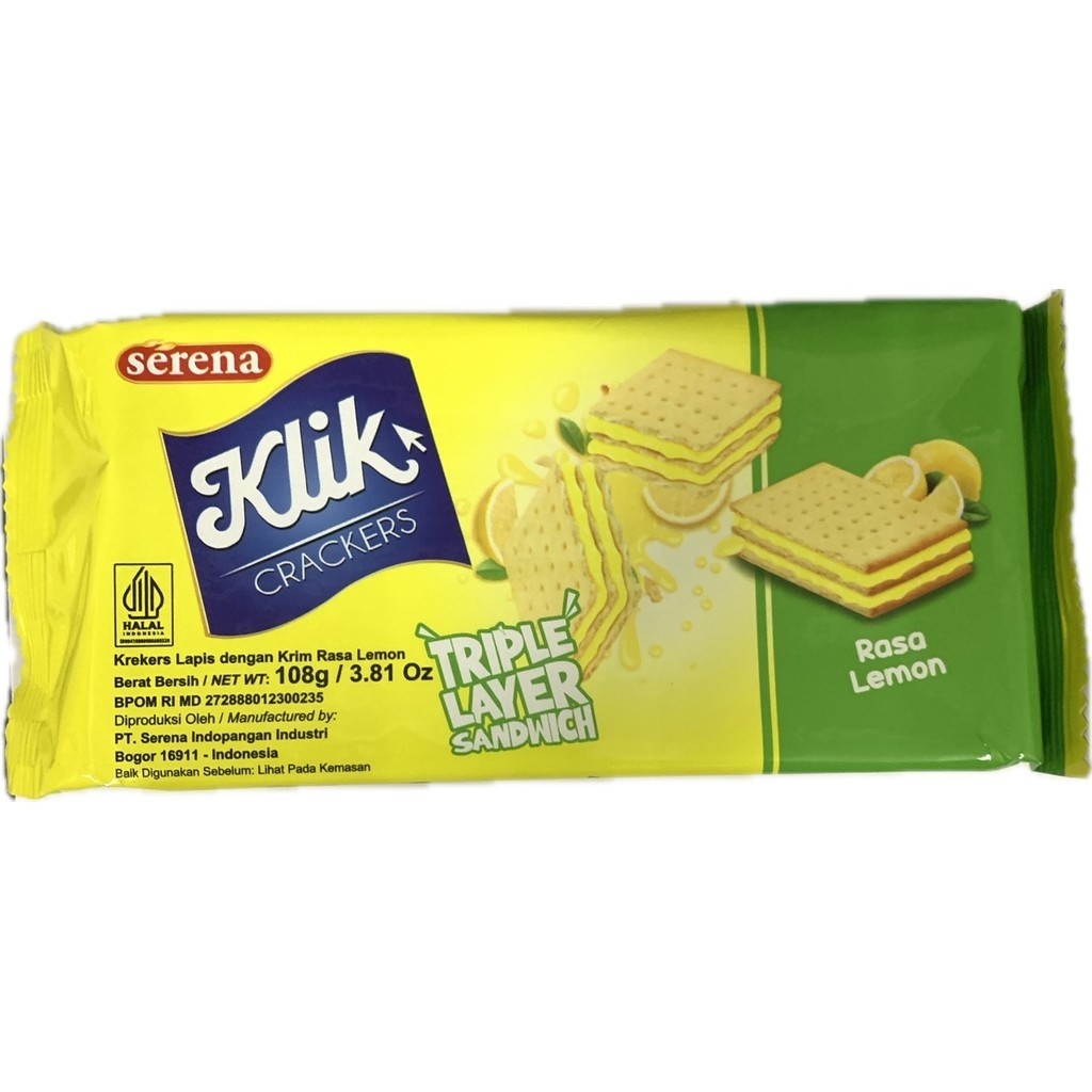 Serena - Klik Triple Sandwich Krim Rasa Lemon 108 Gr