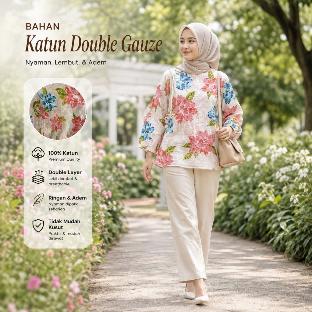 Kain katun double gauze | harga setengah meter