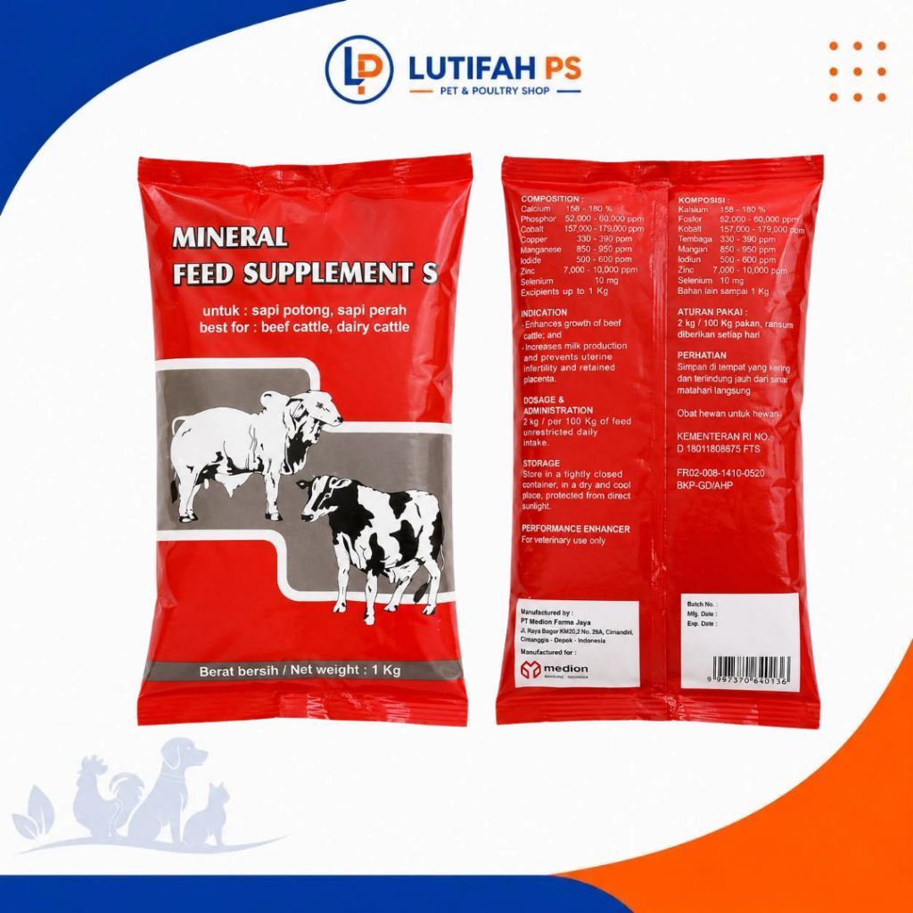 Mineral Feed Supplement S Medion 1 Kg – Suplemen Mineral Sapi Perah & Sapi Potong