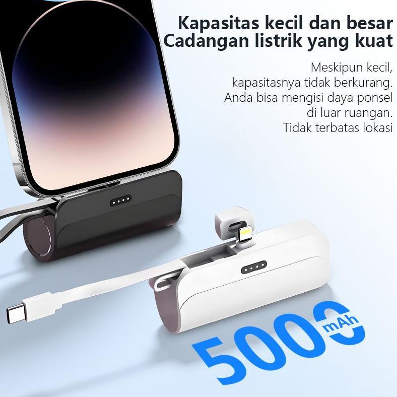 garansi cloema mini powerbank 5000mah fast charge stand with type c lightning for iphone android sam