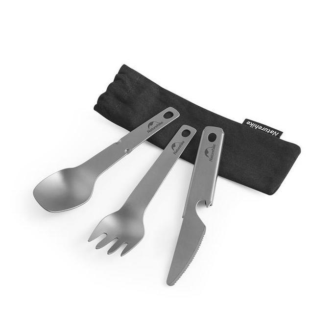 Cutlery Titanium Naturehike CNH22CJ017 3in1 alat makan set hiking