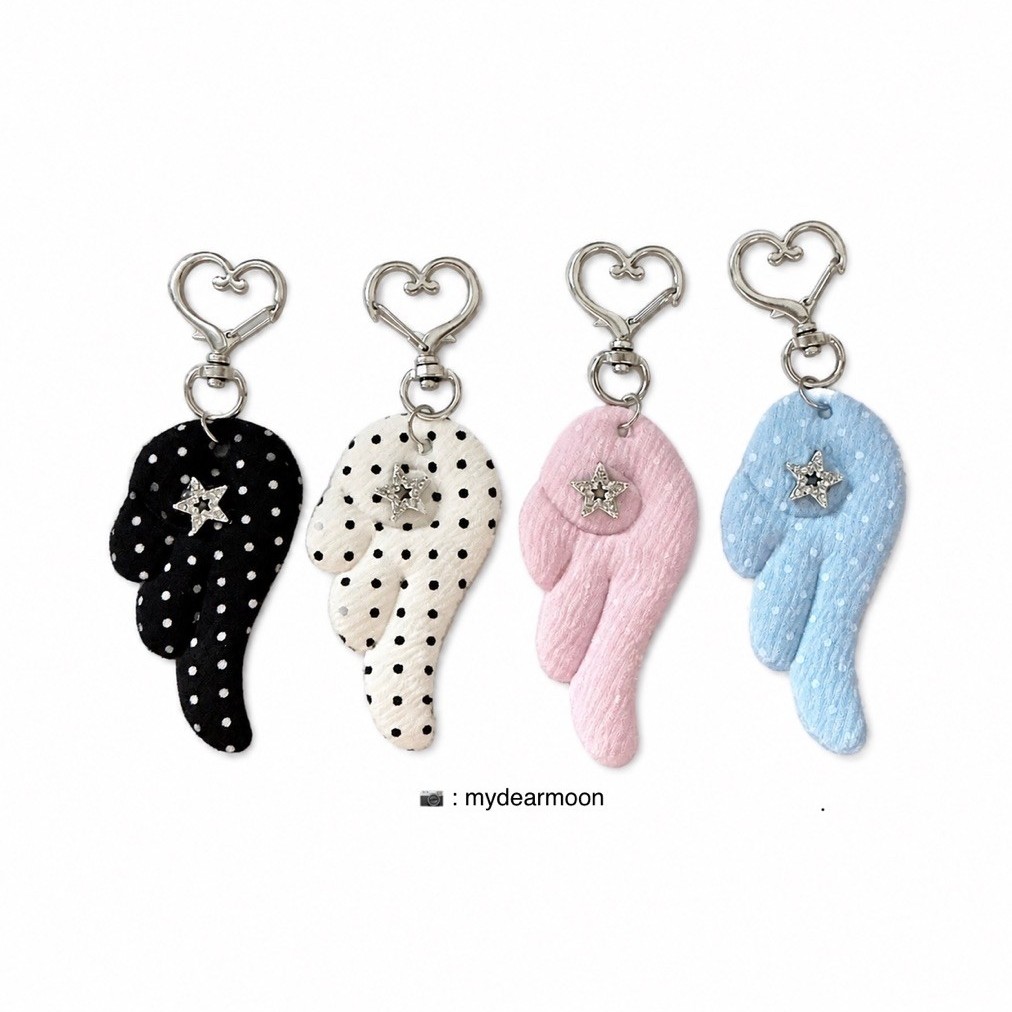 [mydearmoon] angel wings keychain y2k polkadot