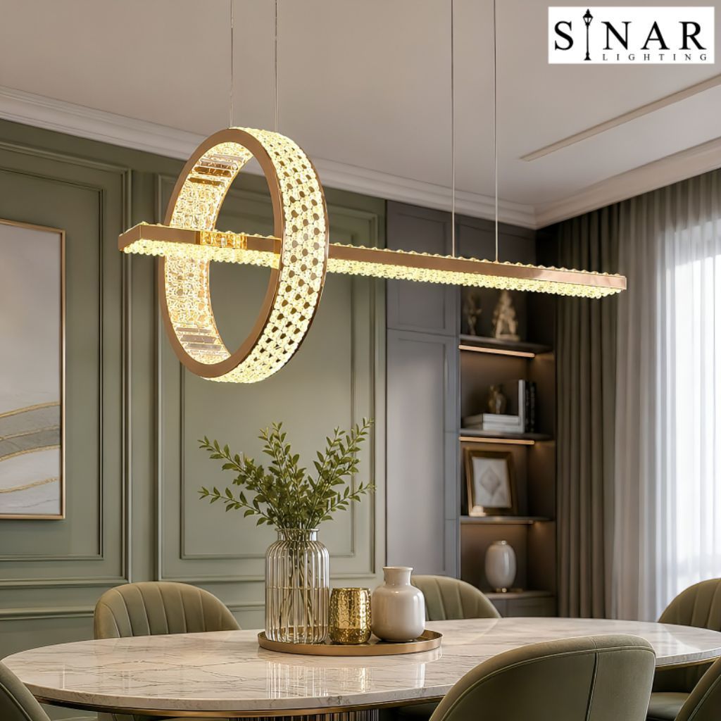 Lampu gantung Minimalis Island Gold LED Panjang 80 cm X8805