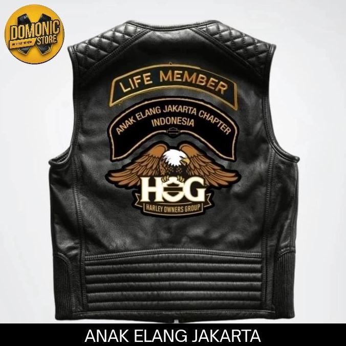 VEST KULIT HARLEY DAVIDSON HOG HDCI MBI KUALITAS ORINAL - VEST TOURING JAKET KULIT SAPI IMPORT ASLI