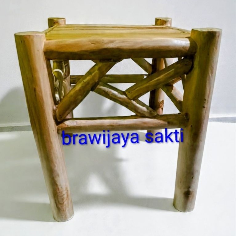kursi kayu jati/dingklik kayu jati/stool kotak persegi kaki 4/kursi unik/kursi antik tinggi 35cm