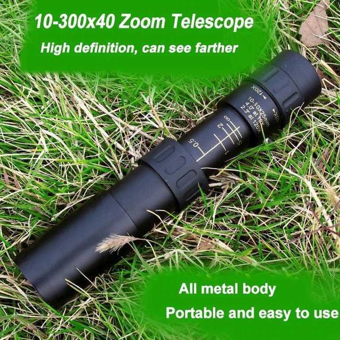 DAIMISO Teropong Keker Jarak Jauh Berburu Monocular Zoom Telescope 10-300x40