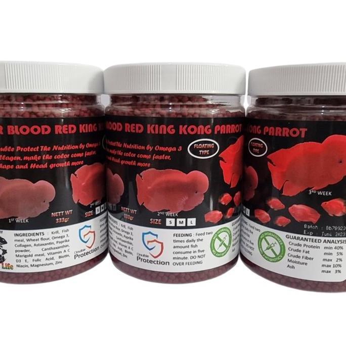 Arwana- Exotic Life Super Blood Red King Kong Parrot Pakan Parrot &Lohan 333Gr