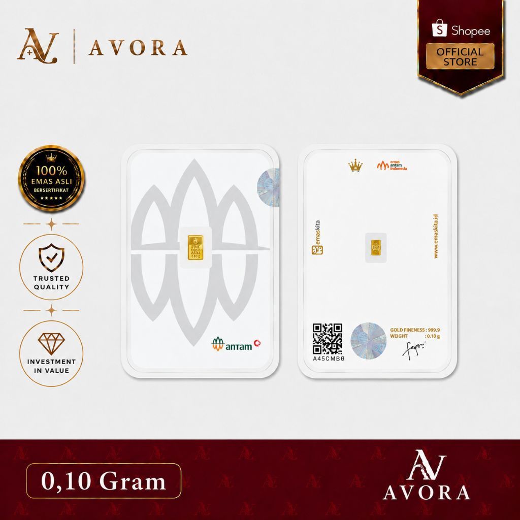 Avora Emas Logam Mulia Antam Emaskita LM 0,10 Gram Tahun 2026