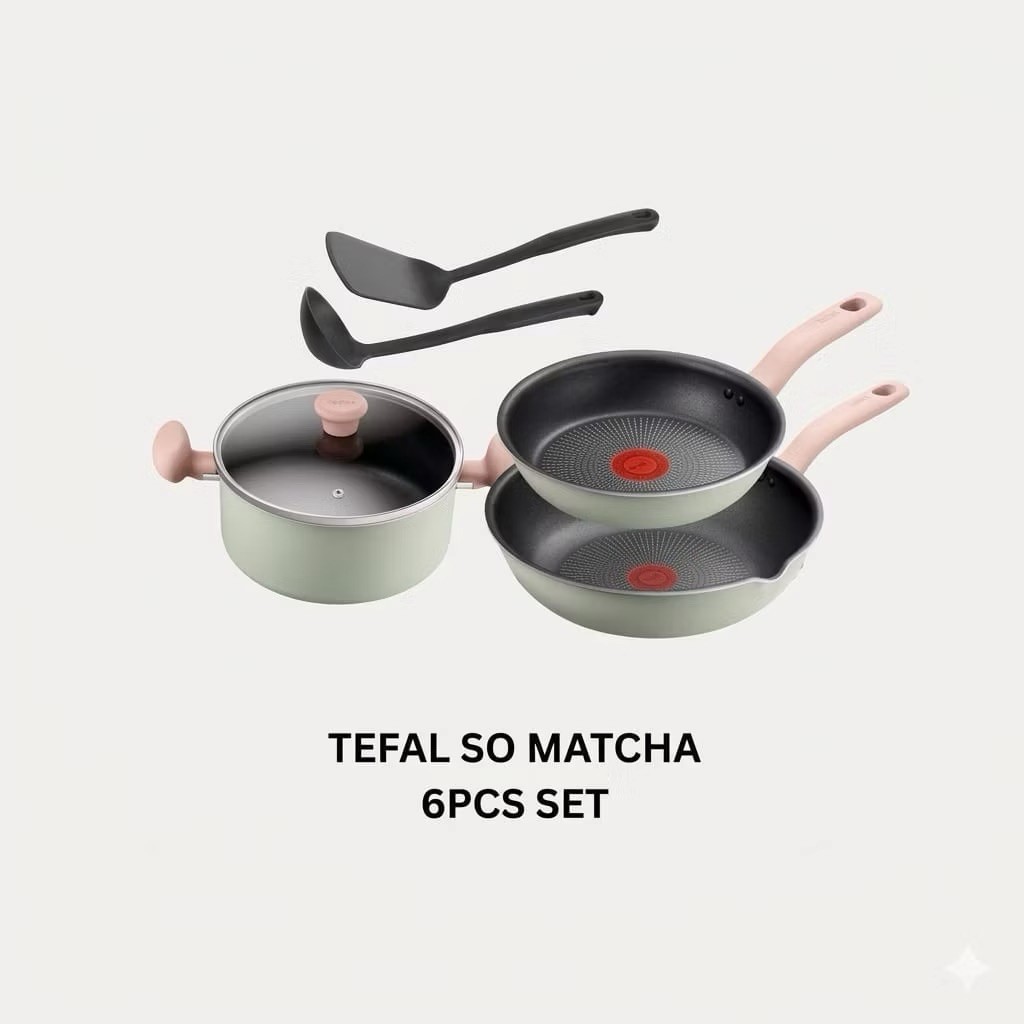 Tefal so matcha cookware set 6pcs anti lengket aluminium