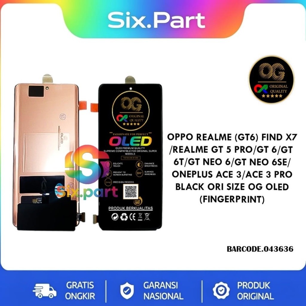Lcd Touchscreen Oppo Realme  Find X7 / Realme Gt 5 Pro / Gt 6 / Gt 6T / Gt Neo 6 / Gt Neo 6 Se / One