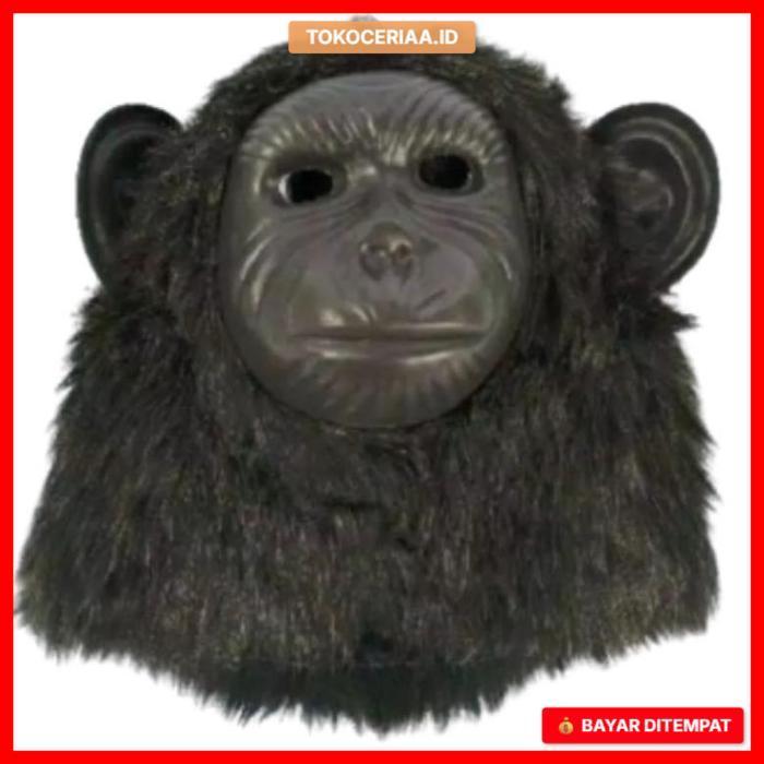 TOPENG BENTUK MONYET GORILA KINGKONG WARNA COKLAT HITAM PUTIH BAHAN HALUS - MAINAN ANAK
