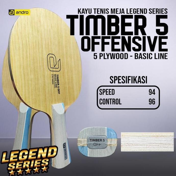 Kayu Bet Pingpong Tenis Meja ANDRO TIMBER 5 OFF BASIC LINE Original