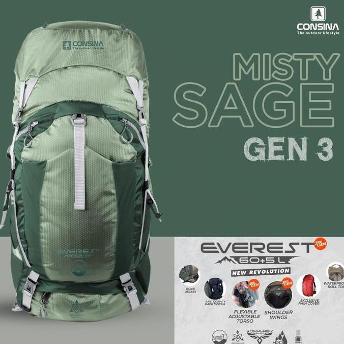 Consina everest batch 3 gen 3 60+5 L Tas gunung carrier 60L 65L 70L