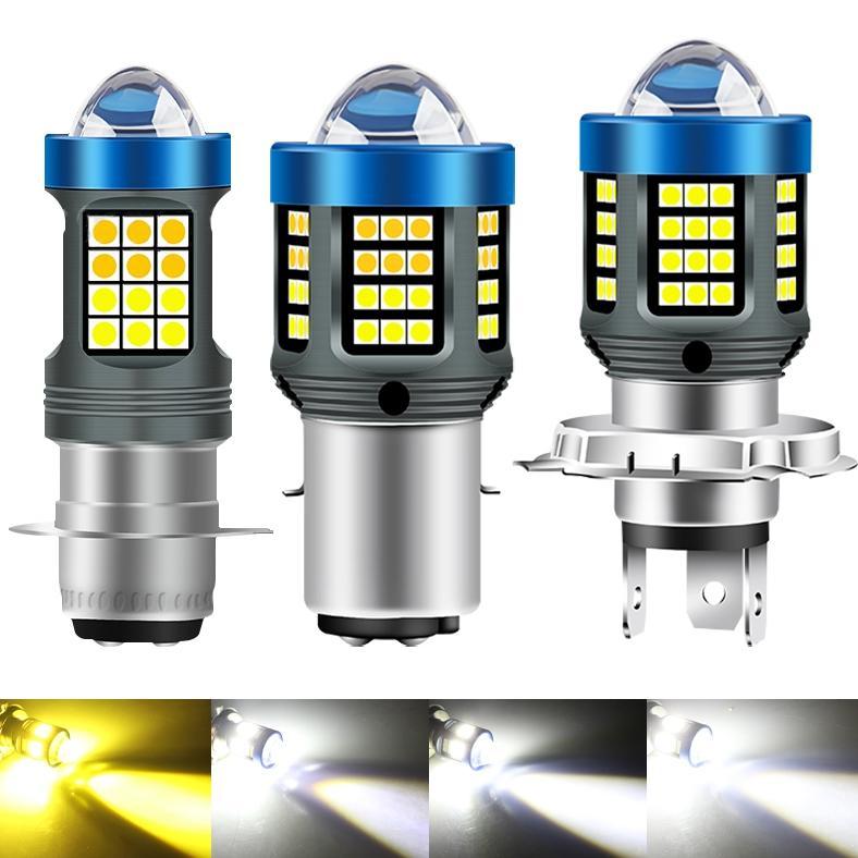 PROMO KEVANLY Lampu Motor LED H4 H6 BA20D T19/P15D Bohlam LED Lensa Fisheye Dua Warna Putih Kuning C