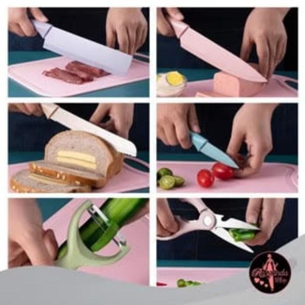 TERBARU PISAU SET JERAMI PISAU SULTAN WARNA 6IN1 ORIGINAL DUS MAGNET PISAU JERAMI EVCRIVERH / DAPUR 