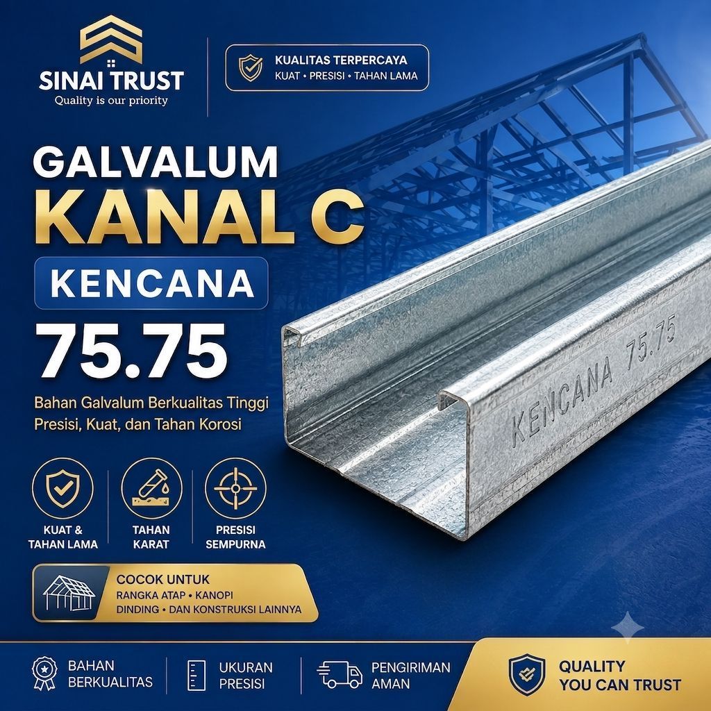 Galvalum Kanal C Kencana 75.75 Asli | Baja Ringan Rangka Atap & Kanopi