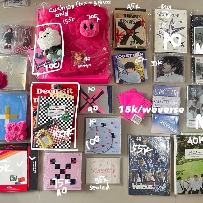 Album TXT ready stock • lightstick tension hunger l Into you coral haze R Decokit moakit tomorrow in