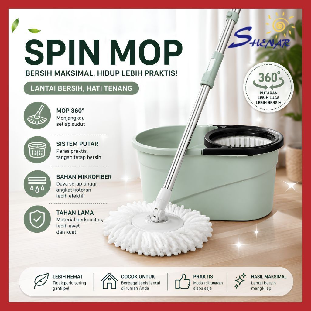 SHENAR SPIN MOP WARNA (PISTACHIO)