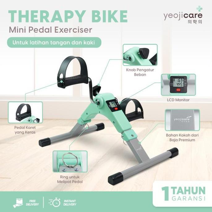 Yeojicare Mini Pedal Exerciser Sepeda Statis Terapi Stroke Pengapuran Kaki dan Tangan