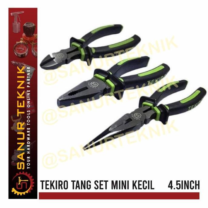 (Paket) Tekiro Tang Set Mini Kecil 4.5" (Tang Potong+Lancip+Kombinasi)