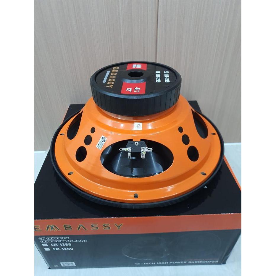 EMBASSY SUBWOOFER EM-1289 DOUBLE COIL SPEAKER AUDIO MOBIL 12-INCH HIGH POWER SUBWOOFER  DENGAN BASS 