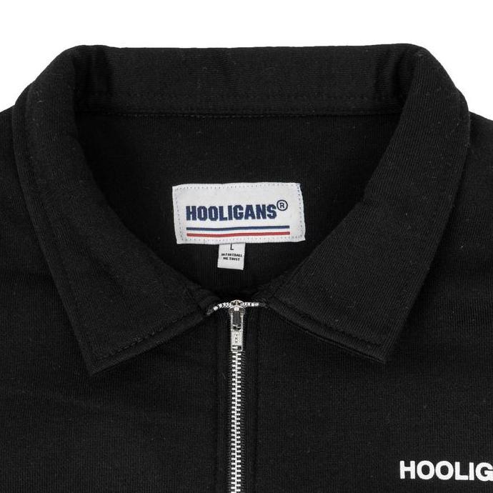 PROMO Hooligans Sweater Crewneck Bold Nakata Fleece Nyaman Pria Hitam Basic Half Zipper BE5T QUALITY