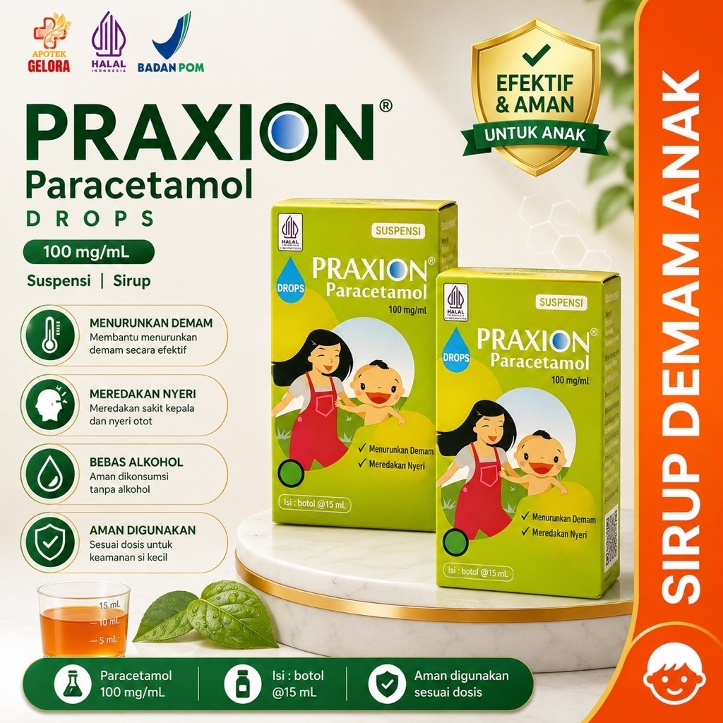 Praxion Drop 15 Ml Paracetamol 100mg/ Ml - Obat Demam Anak