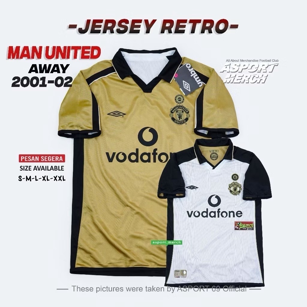 JERSEY RETRO MAN UNITED AWAY THRID 2001 2002 CENTENARY REVERSIBLE 100TH MU BOLAK BALIK 01 02