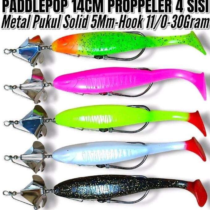 (Good) SATU PCS PADELPOP UKURAN 14CM PROPELER 4SISI HOOK  11/0 BERAT 30GRM UMPAN KESTING BUAT IKAN T