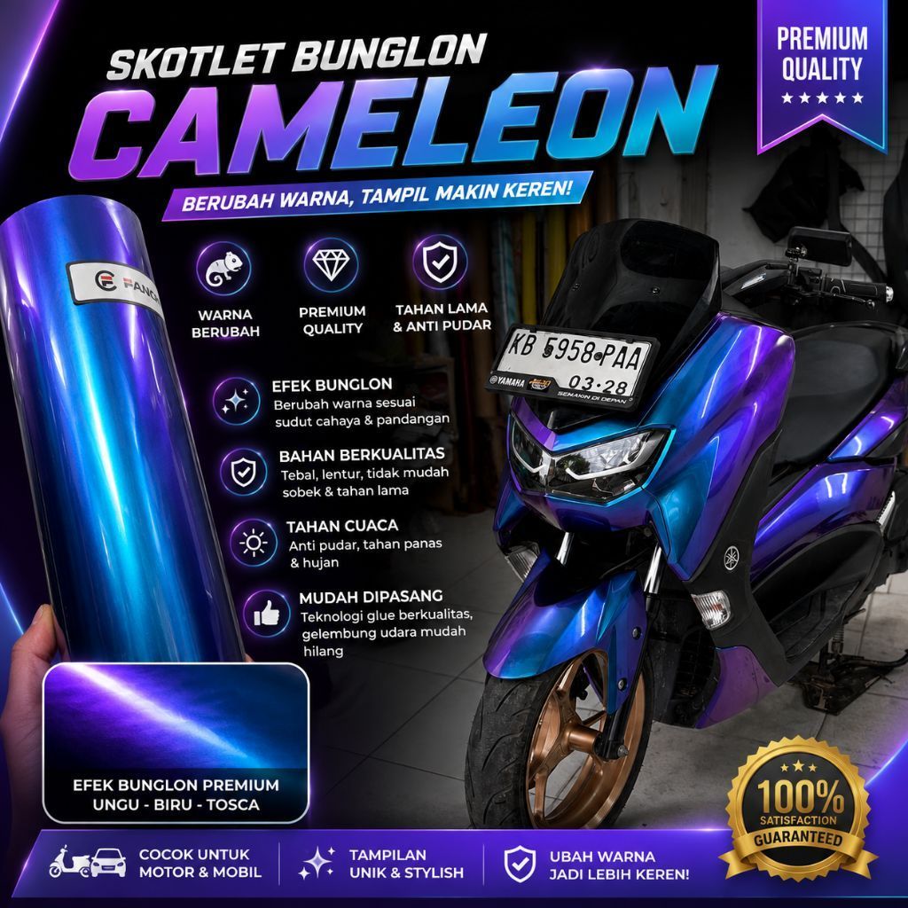 Skotlet Bunglon Skotlet Motor Stiker Scotlite Bunglon Sticker Cameleon Blue Cod Skotlet Motor Bunglo