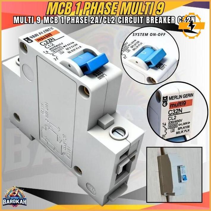 Mcb Merlin Gerin Multi9 1P 2A Miniature Circuit Breaker Pemutus Arus 1 Phase 2 Ampere Multi9 C32N Ku