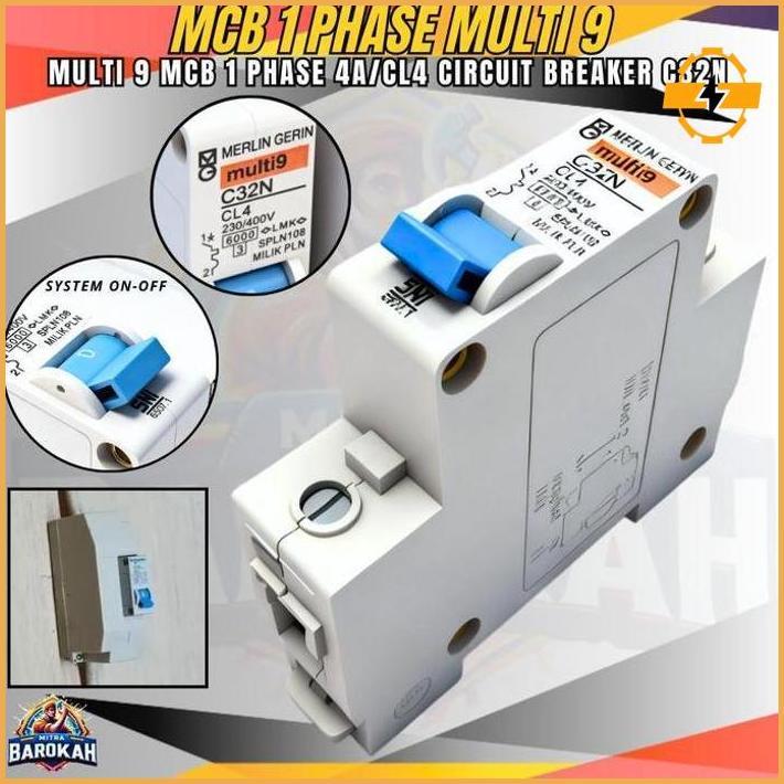 Mcb 1P Cl4 Merlin Gerin Multi9 Mcb Miniature Circuit Breaker 1 Phase 4 Ampere Multi9 C32N Pemutus Ar