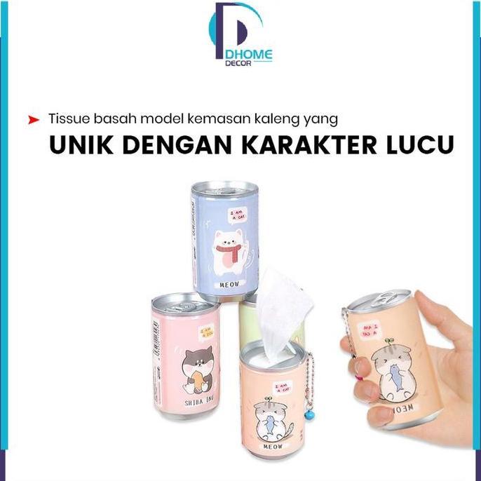 VEDORANAVA [COD] DH C792 Tissue Basah Kaleng Mini Korea Karakter Isi 30 Lembar Sekali Pakai Portable