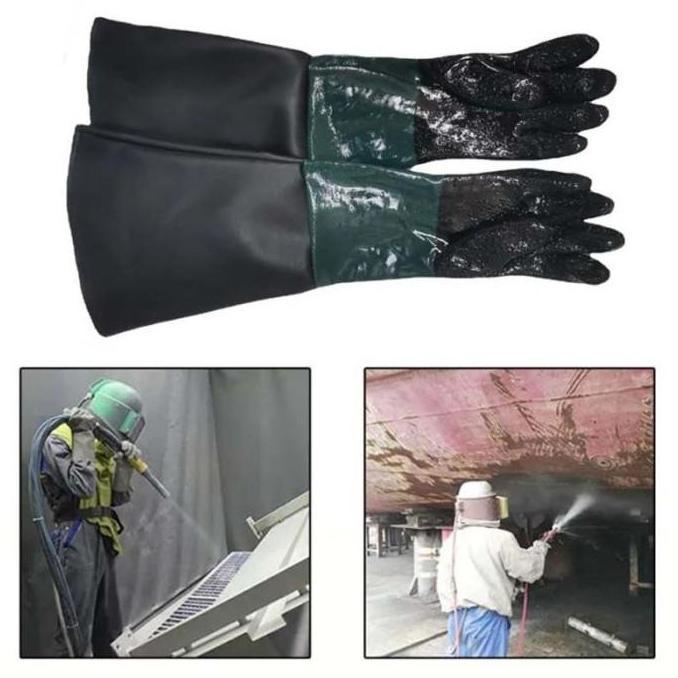 DJEESE 1 Pair Sandblasting Tangan Karet Sarung Tangan Blasting 65cm Gloves Sandblasting Sarung Tanga