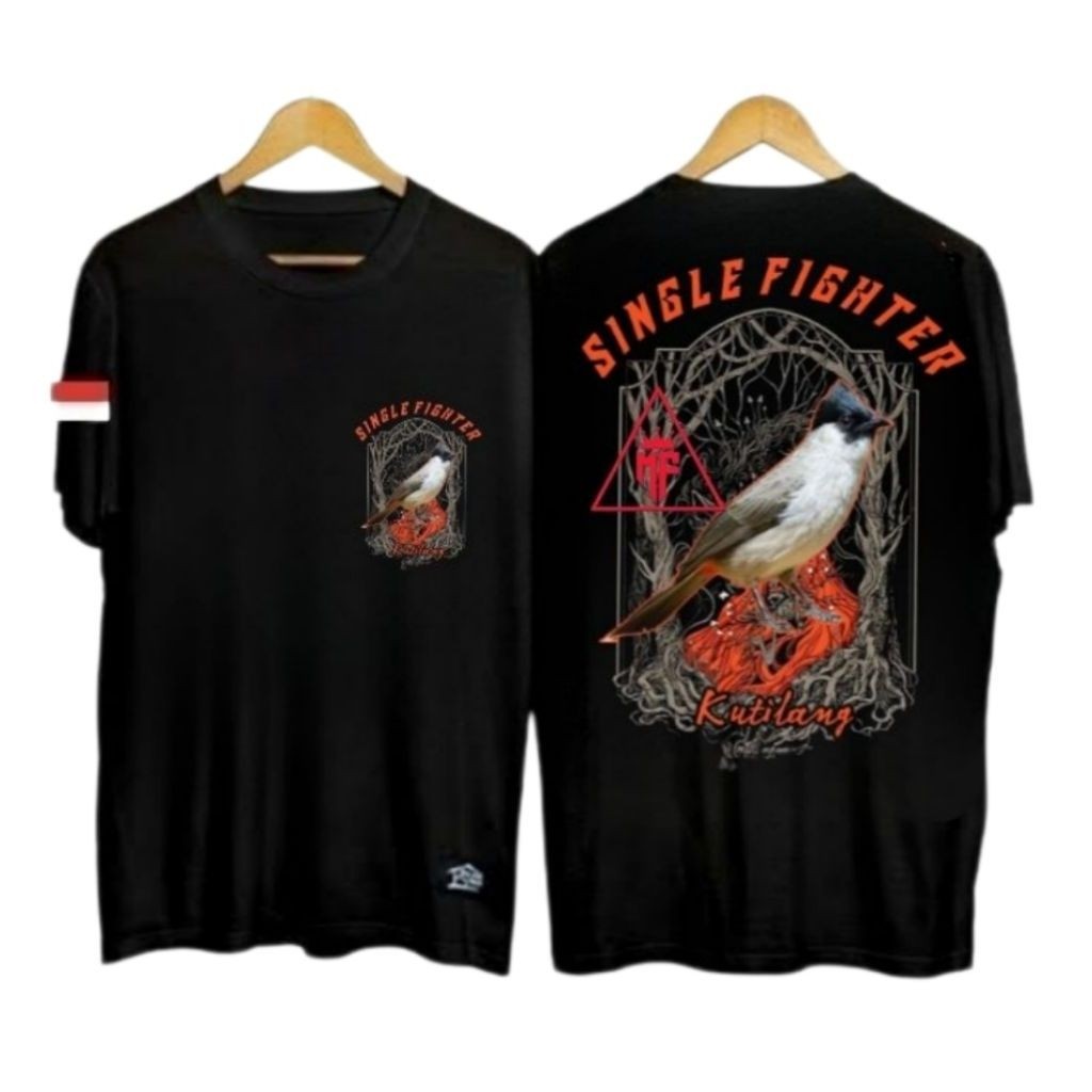 KAOS TSHIRT SINGLE FIGHTER KUTILANG ABU OREN