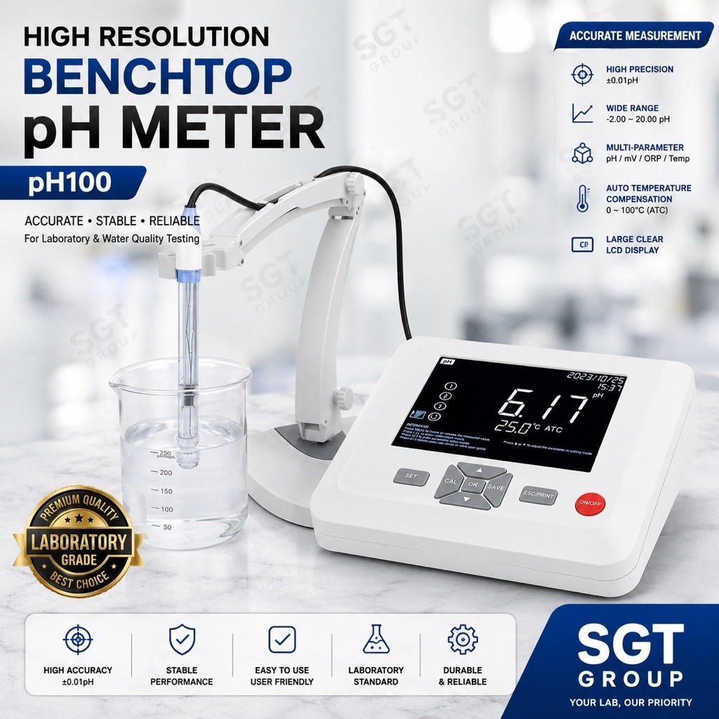 High Resolution Benchtop pH Meter pH100 Digital pH mV ORP Meter Laboratory Water Quality Tester Alat