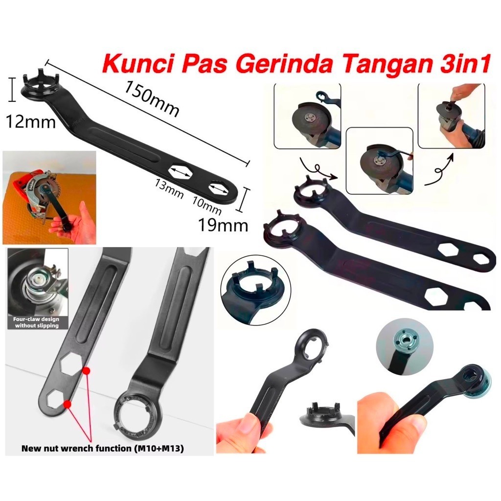 3in1 Kunci Gerinda Multifungsi Kunci Pas Grinda Tangan 4 Cangkram Kunci Serbaguna Untuk Gerinda Sudut