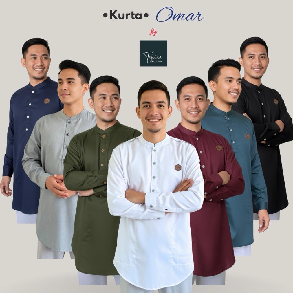 ORIGINAL ATASAN KOKO KEMEJA COUPLE KURTA LENGAN PANJANG TABINA SERI OMAR DAN AHMAD UNTUK REMAJA - DE