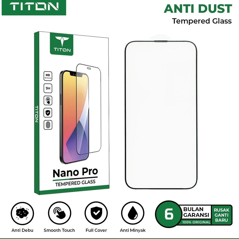 cuci gudang titon anti dust tempered glass iphone 11 12 13 14 15 16 17 pro max full screen protector