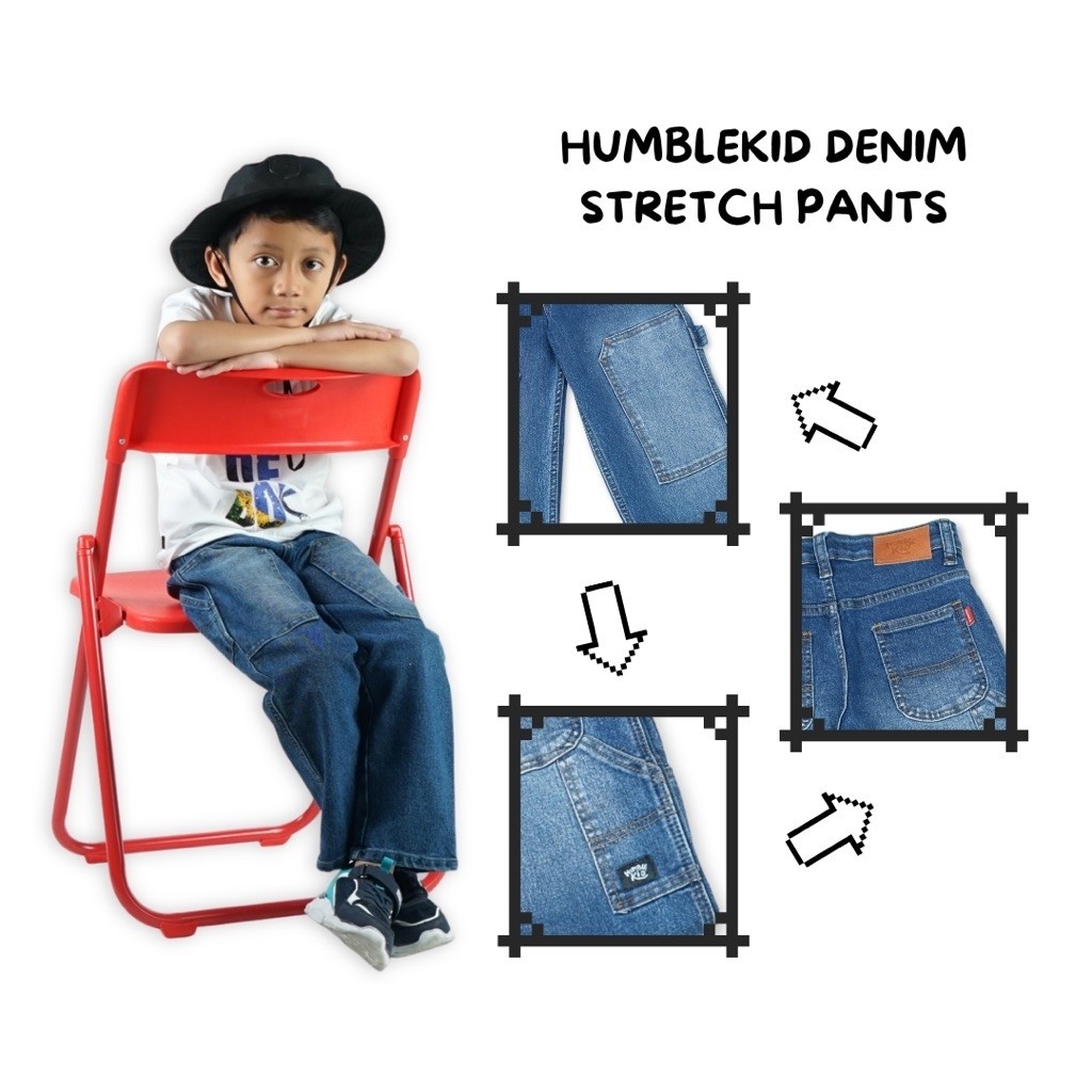 CARPENTER DENIM BLUEWASH - KIDS PANTS - HUMBLEKID