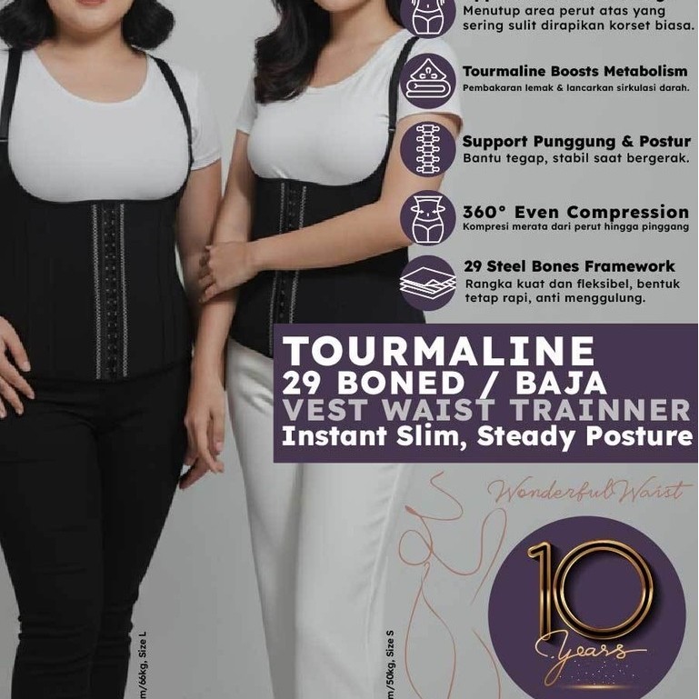 Wonderful Waist Tourmaline Vest 29 Baja Waist Trainer, Corset, Korset Perut, korset melahirkan