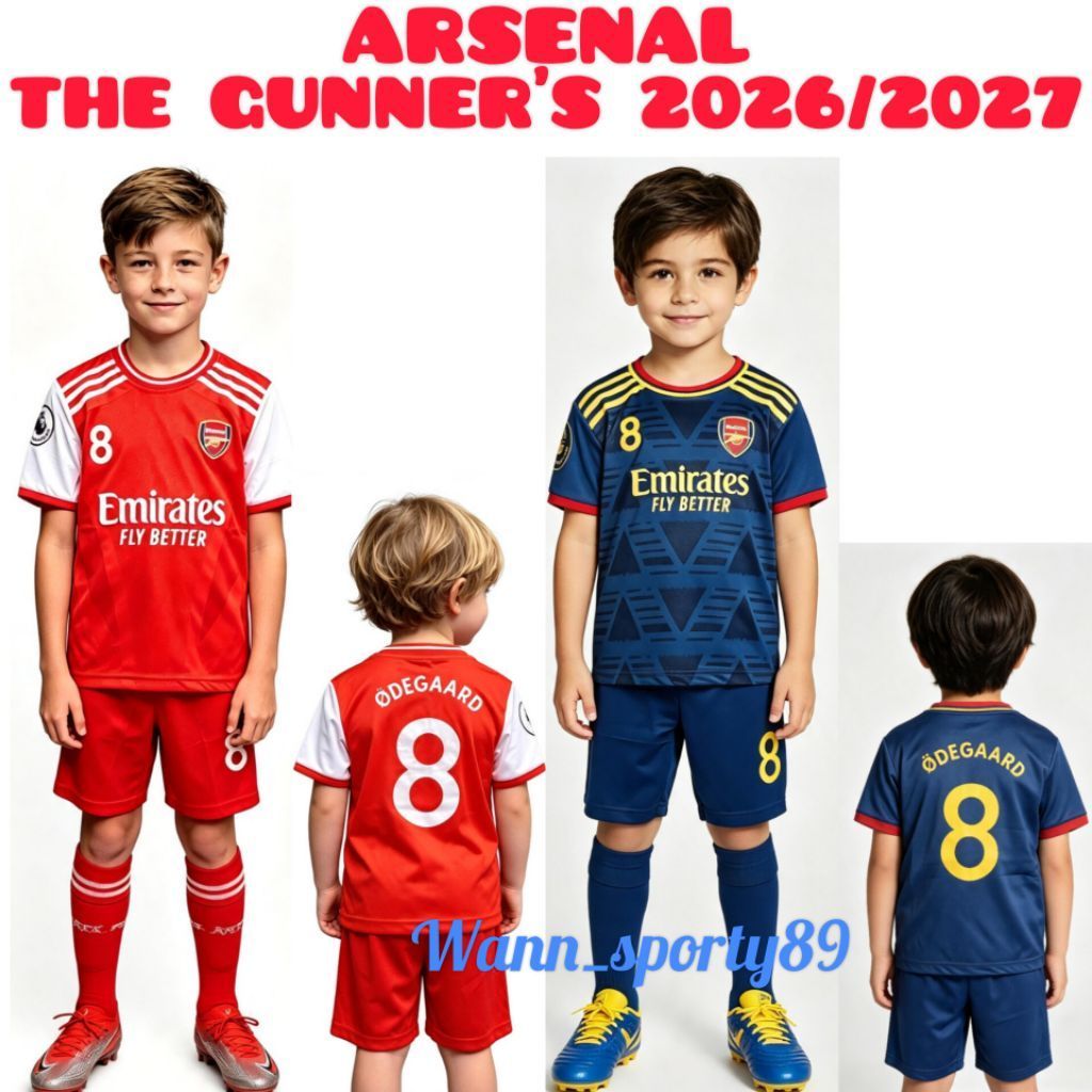 COD / SETELAN BOLA ARSENAL HOME & AWAY TERBARU / KAOS JERSEY THE GUNNERS / BAJU BOLA ANAK UMUR 1 SAM