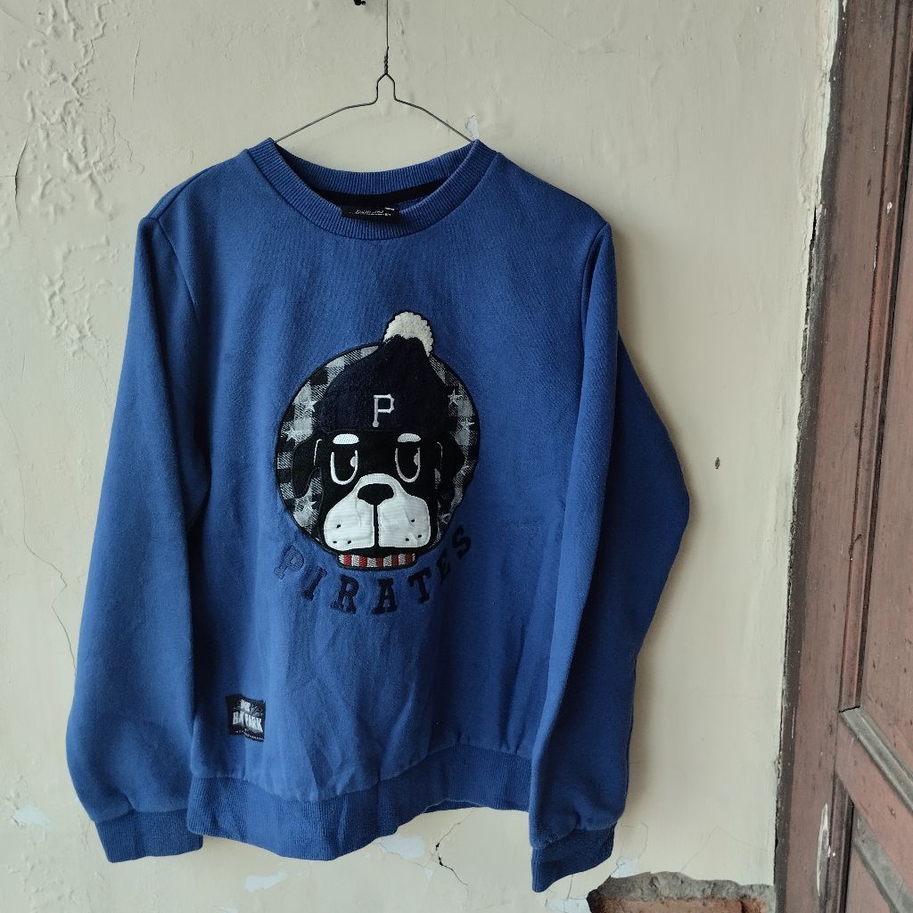 Crewneck MLB Pirates Big Logo Biru Original Nyaman dipakai tebal