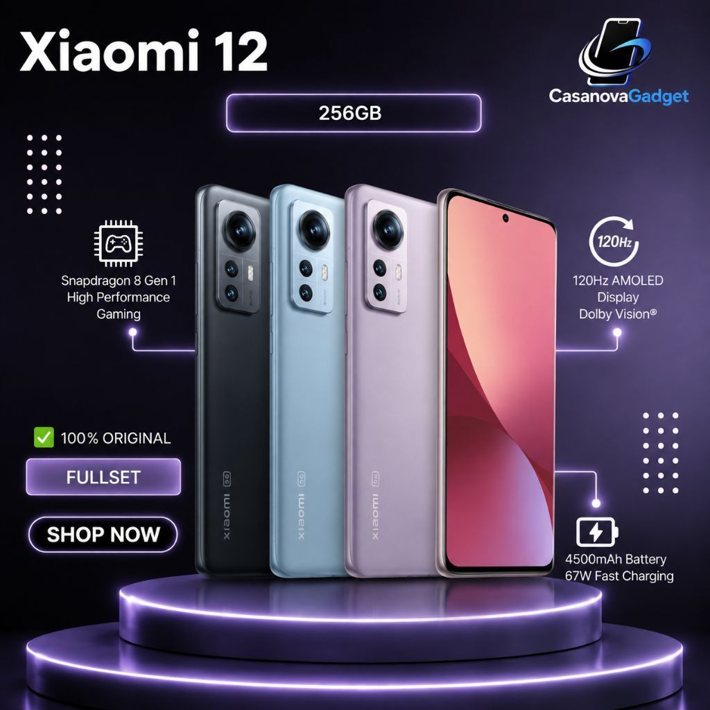 XIAOMI 12 8/256 Second Original Snapdragon 8 Gen 1 5G AMOLED 120Hz OIS NFC HP Gaming Garansi Tes Ful