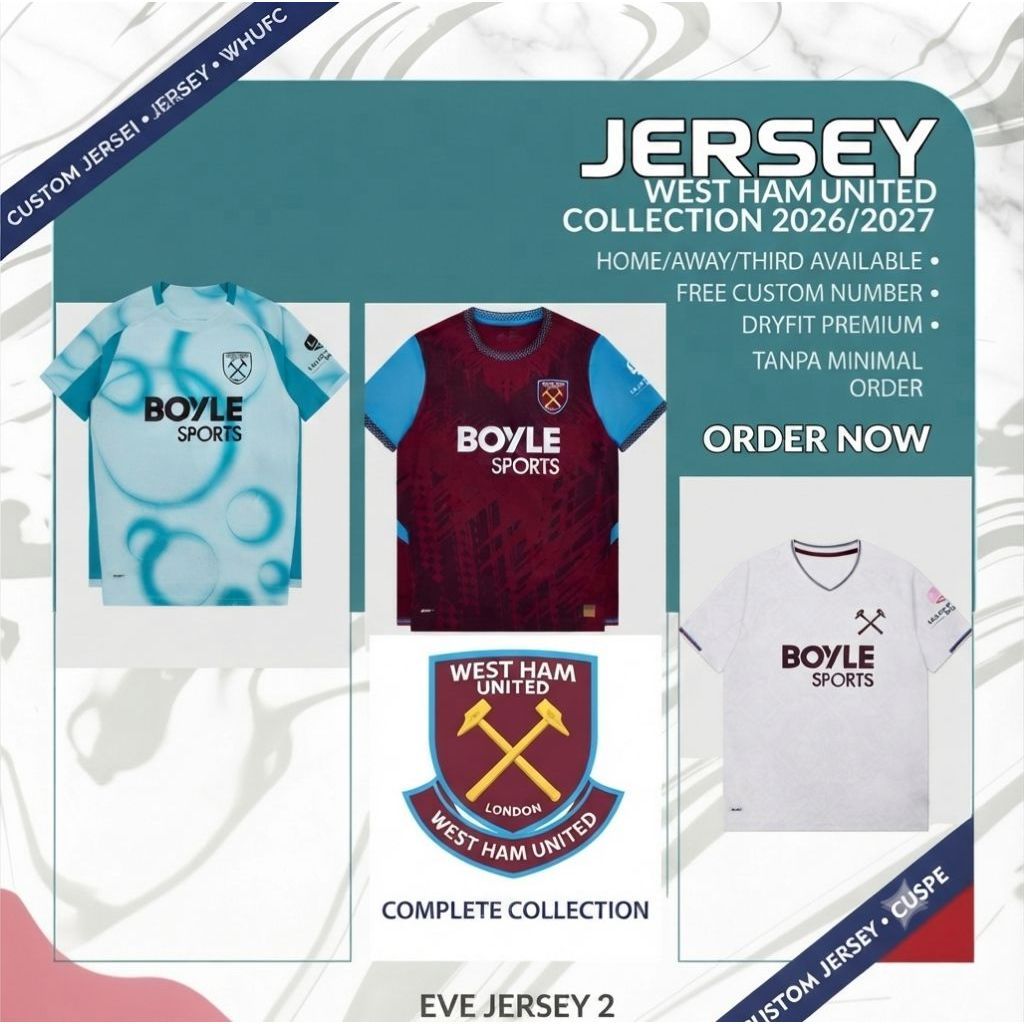 JERSEY WEST HAM HOME/AWAY/THIRD NEW SEASON